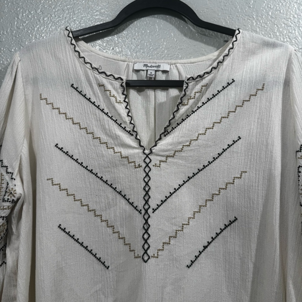 Madewell Women's Cream Embroidered Top Size Medium - Picture 6 of 11